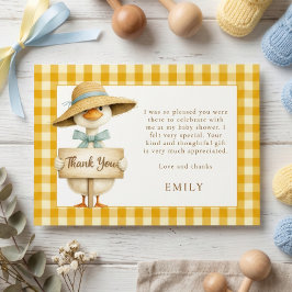 Tarjeta de agradecimiento para baby shower de gans
