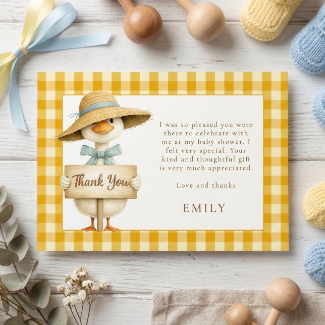 Tarjeta de agradecimiento para baby shower de gans (Subido por el creador)