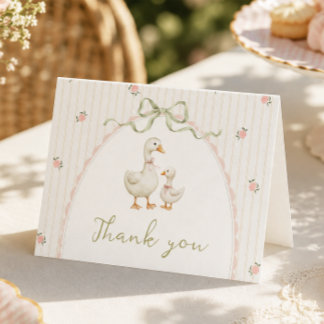 Tarjeta de agradecimiento para baby shower de gans