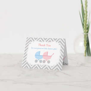 Tarjeta de agradecimiento para baby shower de geme