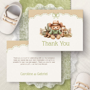 Tarjeta de agradecimiento para baby shower de géne