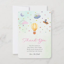 Tarjeta de agradecimiento para baby shower de géne