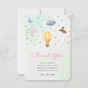 Tarjeta de agradecimiento para baby shower de géne