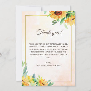 Tarjeta de agradecimiento para Baby Shower de Gira