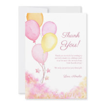 Tarjeta de agradecimiento para baby shower de glob