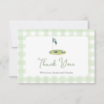 Tarjeta de agradecimiento para baby shower de golf