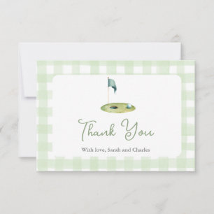 Tarjeta de agradecimiento para baby shower de golf