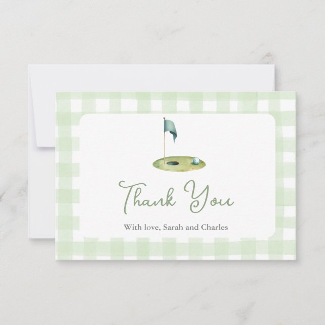 Tarjeta de agradecimiento para baby shower de golf (Anverso)