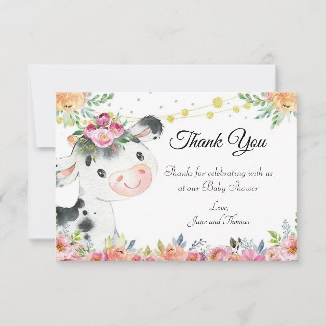 Tarjeta de agradecimiento para baby shower de gran (Anverso)