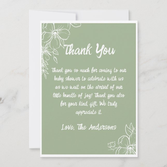 Tarjeta de agradecimiento para baby shower de Gree (Anverso)