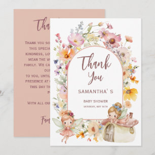 Tarjeta de agradecimiento para baby shower de hada