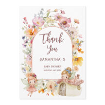 Tarjeta de agradecimiento para baby shower de hada