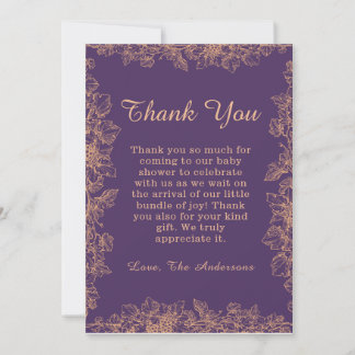 Tarjeta de agradecimiento para baby shower de hoja
