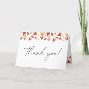 Tarjeta de agradecimiento para baby shower de hoja
