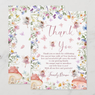 Tarjeta de agradecimiento para baby shower de jard