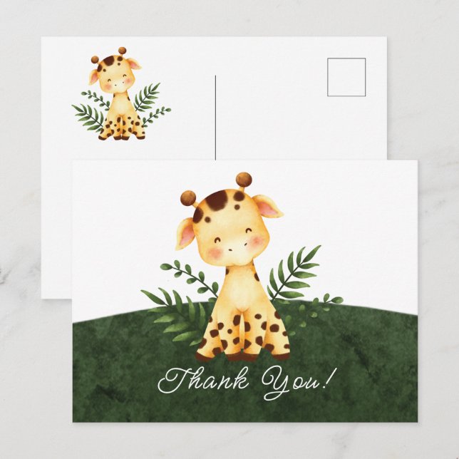 Tarjeta de agradecimiento para Baby Shower de Jira (Anverso / Reverso)