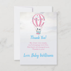 Tarjeta de agradecimiento para Baby Shower de Kitt