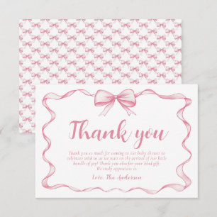 Tarjeta de agradecimiento para Baby Shower de lazo