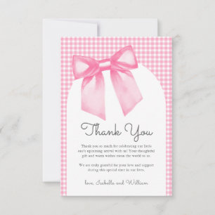 Tarjeta de agradecimiento para baby shower de lazo