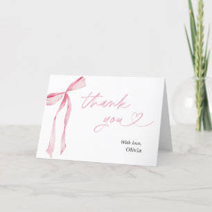 Tarjeta de agradecimiento para baby shower de lazo