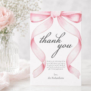 Tarjeta de agradecimiento para baby shower de lazo