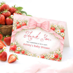 Tarjeta de agradecimiento para baby shower de lazo