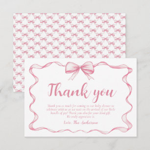Tarjeta de agradecimiento para Baby Shower de lazo