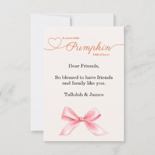 Tarjeta de agradecimiento para baby shower de lazo