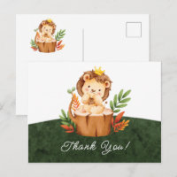 Tarjeta de agradecimiento para baby shower de león