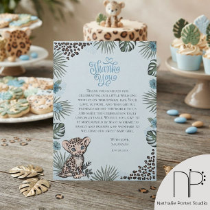 Tarjeta de agradecimiento para baby shower de Leop