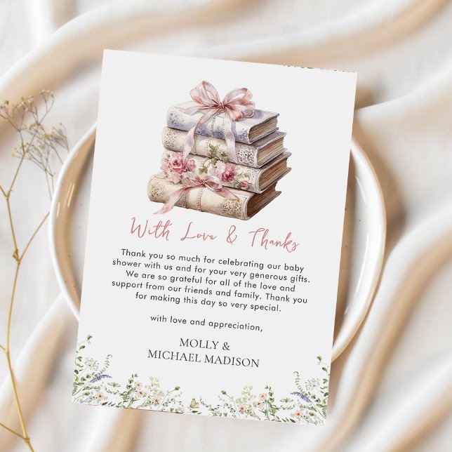 Tarjeta de agradecimiento para baby shower de libr (Subido por el creador)