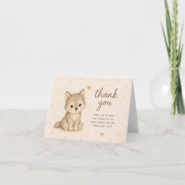 Tarjeta de agradecimiento para baby shower de Lobo