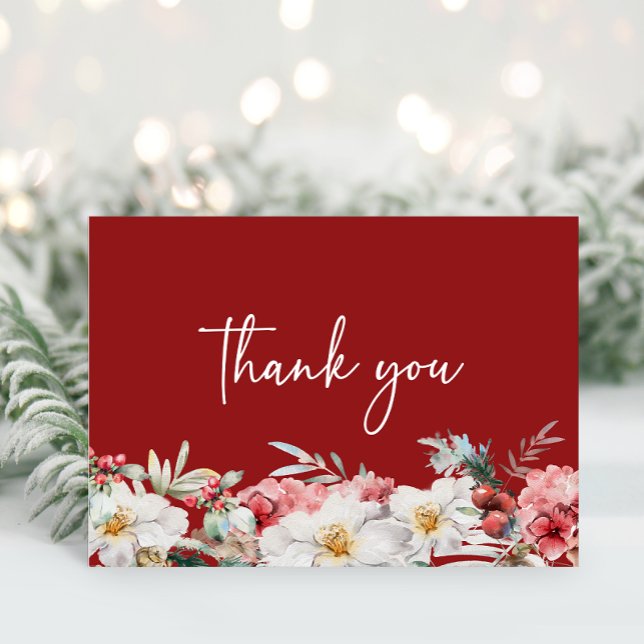 Tarjeta de agradecimiento para baby shower de Navi (Elegant Christmas Watercolor Botanicals Baby Shower Thank You Card by Painted Paperie)
