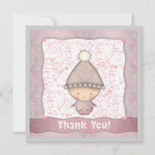 Tarjeta de agradecimiento para baby shower de niña