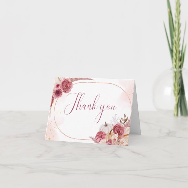 Tarjeta de agradecimiento para Baby Shower de niña (Anverso)