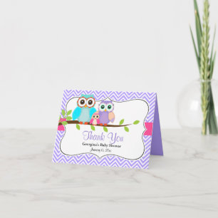 Tarjeta de agradecimiento para baby shower de niña