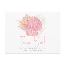 Tarjeta de agradecimiento para baby shower de niña