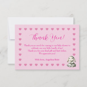 Tarjeta de agradecimiento para Baby Shower de niña