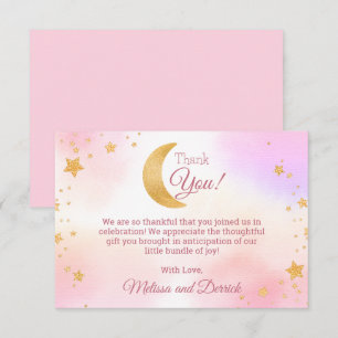 Tarjeta de agradecimiento para baby shower de niña