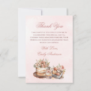 Tarjeta de agradecimiento para baby shower de niña