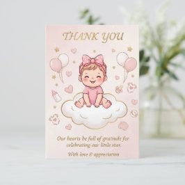 Tarjeta de agradecimiento para baby shower de niña