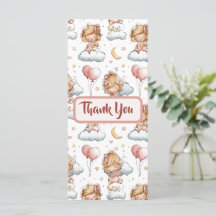Tarjeta de agradecimiento para baby shower de niña