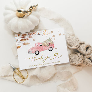 Tarjeta de agradecimiento para baby shower de niña