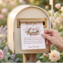 Tarjeta de agradecimiento para baby shower de niña