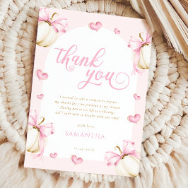 Tarjeta de agradecimiento para baby shower de niña