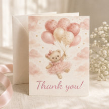 Tarjeta de agradecimiento para baby shower de niña