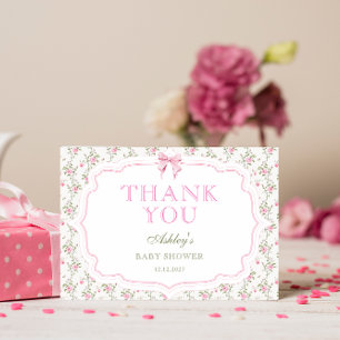 Tarjeta de agradecimiento para baby shower de niña