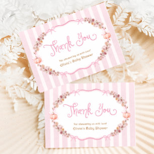 Tarjeta de agradecimiento para baby shower de niña