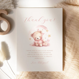 Tarjeta de agradecimiento para baby shower de niña