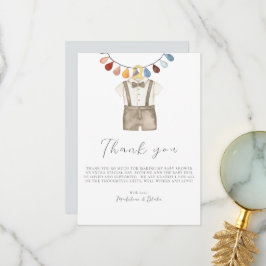 Tarjeta de agradecimiento para baby shower de niño